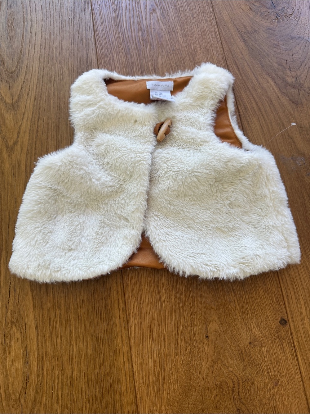 Tahari Cream Faux Fur Vest with Tan Accents - Kids